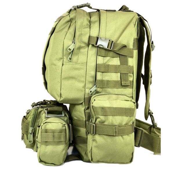 Сумка - підсумк тактична поясна Tactical військова, сумка нагрудна з ременем на плече 5 літрів кордура хакі 00018332 фото