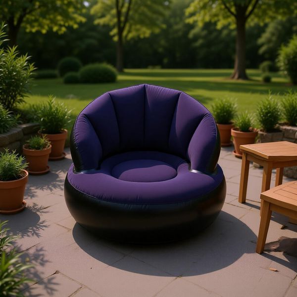 Надувное кресло AIR SOFA / Надувное велюровое кресло 80&times;80&times;67см Темно-сиинй G6827/3 фото