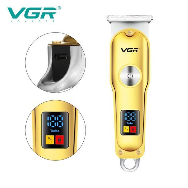 Триммер для волос и бороды VGR V-290 LED Display 3 насадки, машинка для стрижки волос домашняя 00014458 фото