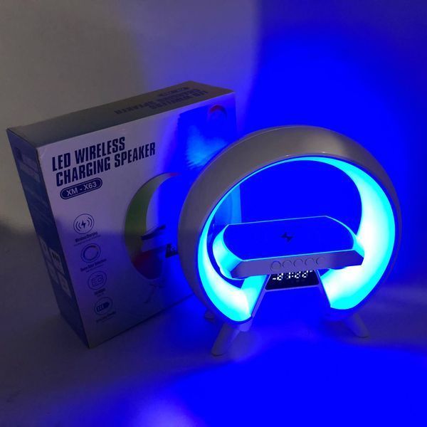 LED Лампа нічник з бездротовою зарядкою та Bluetooth динаміком G-Lite XM-X63, Годинник хамелеон з будильник 00012635 фото