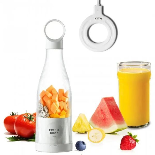 Міні блендер Mini juice для смузі, портативний, у формі пляшки, 300 мл. 00020715 фото