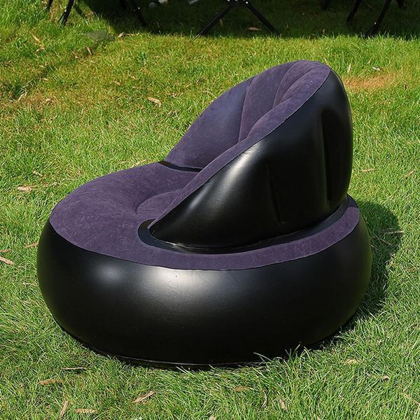 Надувное кресло AIR SOFA / Надувное велюровое кресло 80&times;80&times;67см Темно-сиинй G6827/3 фото