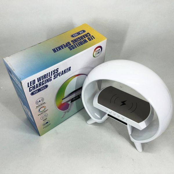 LED Лампа нічник з бездротовою зарядкою та Bluetooth динаміком G-Lite XM-X63, Годинник хамелеон з будильник 00012635 фото