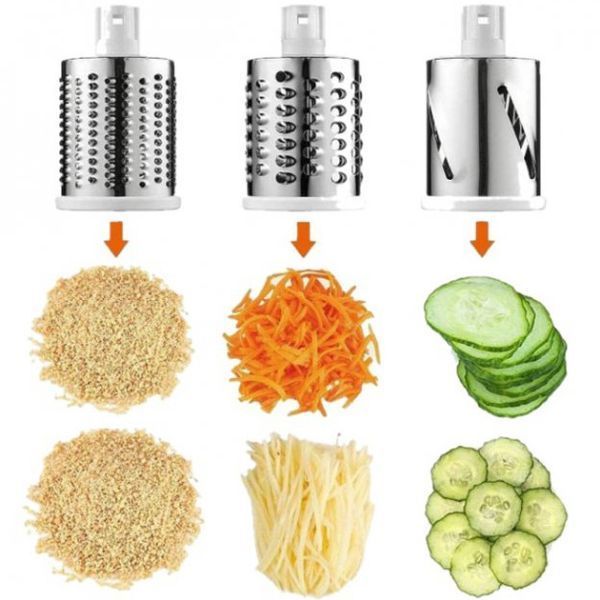 Овочерізка мультислайсер Tabletop Drum Grater Kitchen Master Терка для овочів та фруктів 3 насадки. Колір: блакитний 00020016 фото