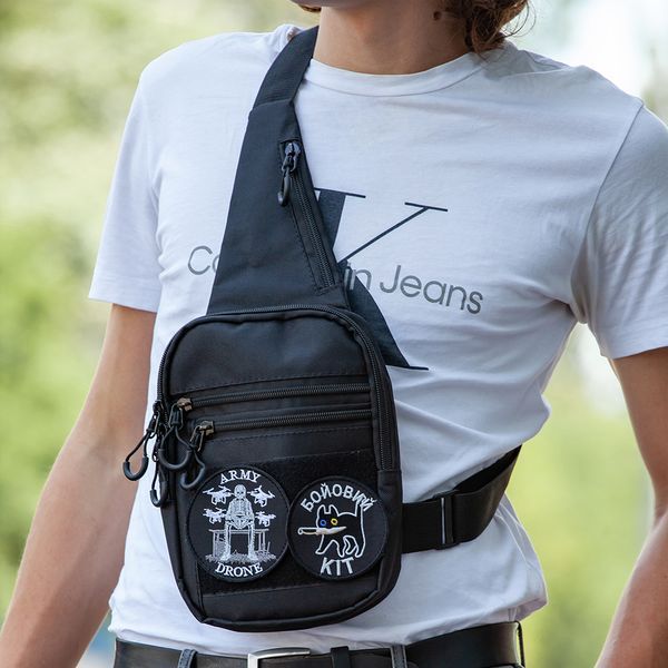 Тактическая мужская сумка с кобурой Cordura 1000D &ndash; 6 карманов, черный 00018388 фото