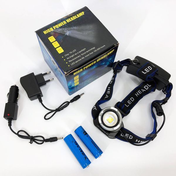 Налобный фонарь Bailong BL-T24-P50 аккумуляторный LED/Zoom 3 режима работы, фонарь на голову для рыбалки 00022894 фото