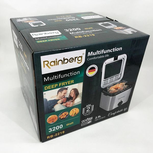 Фритюрница для дома Rainberg RB-2219 с терморегулятором и съемной чашей электрофритюрница мини фритюрница 00018655 фото