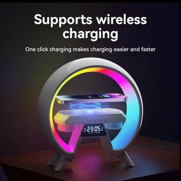 LED Лампа нічник з бездротовою зарядкою та Bluetooth динаміком G-Lite XM-X63, Годинник хамелеон з будильник 00012635 фото