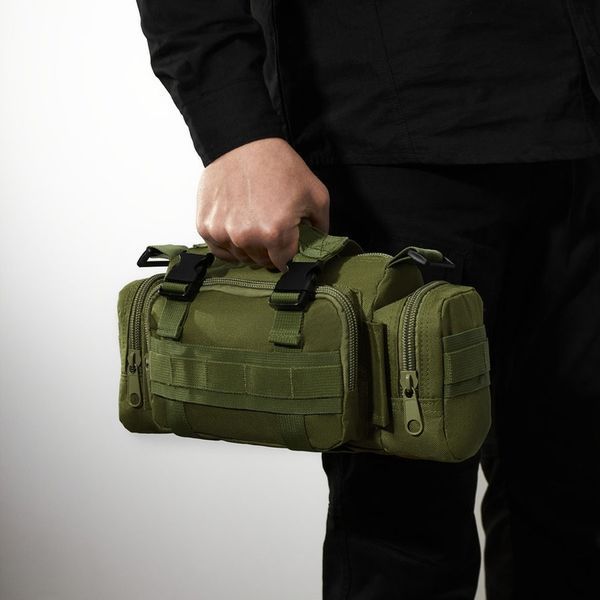 Сумка - підсумк тактична поясна Tactical військова, сумка нагрудна з ременем на плече 5 літрів кордура хакі 00018332 фото