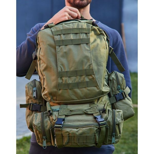 Сумка - підсумк тактична поясна Tactical військова, сумка нагрудна з ременем на плече 5 літрів кордура хакі 00018332 фото