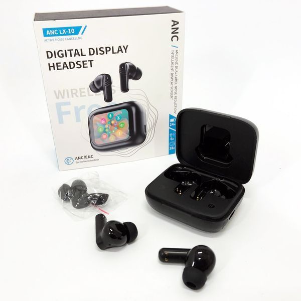 Бездротові навушники LX-10 TWS Earbuds з LED дисплеєм Bluetooth бездротові навушники затички. Колір: чорний 00023818 фото