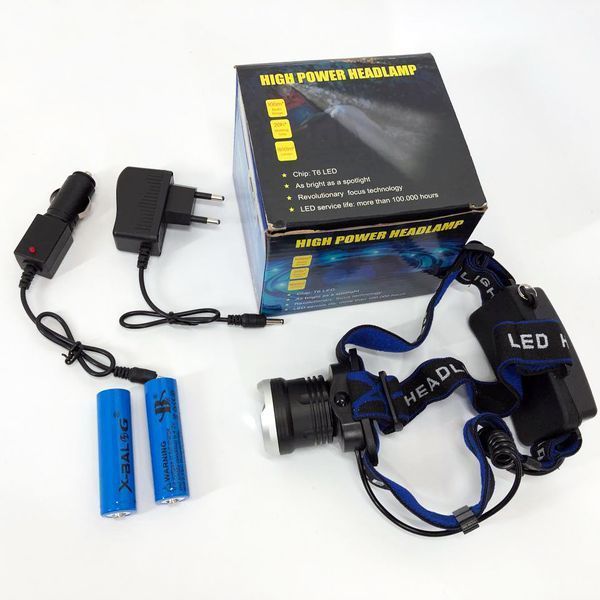 Налобный фонарь Bailong BL-T24-P50 аккумуляторный LED/Zoom 3 режима работы, фонарь на голову для рыбалки 00022894 фото
