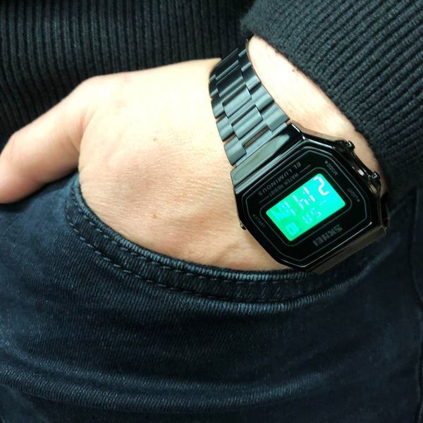 Часы наручные мужские SKMEI 1647BK, оригинальные мужские часы, противоударные часы для военнослужащих 00022070 фото