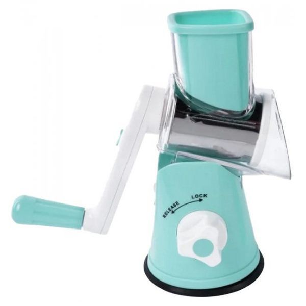 Овочерізка мультислайсер Tabletop Drum Grater Kitchen Master Терка для овочів та фруктів 3 насадки. Колір: блакитний 00020016 фото