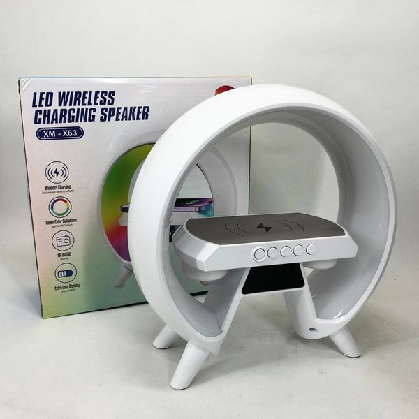 LED Лампа нічник з бездротовою зарядкою та Bluetooth динаміком G-Lite XM-X63, Годинник хамелеон з будильник 00012635 фото