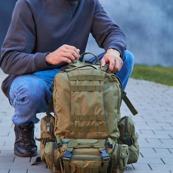Сумка - підсумк тактична поясна Tactical військова, сумка нагрудна з ременем на плече 5 літрів кордура хакі 00018332 фото