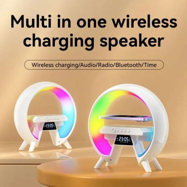 LED Лампа нічник з бездротовою зарядкою та Bluetooth динаміком G-Lite XM-X63, Годинник хамелеон з будильник 00012635 фото