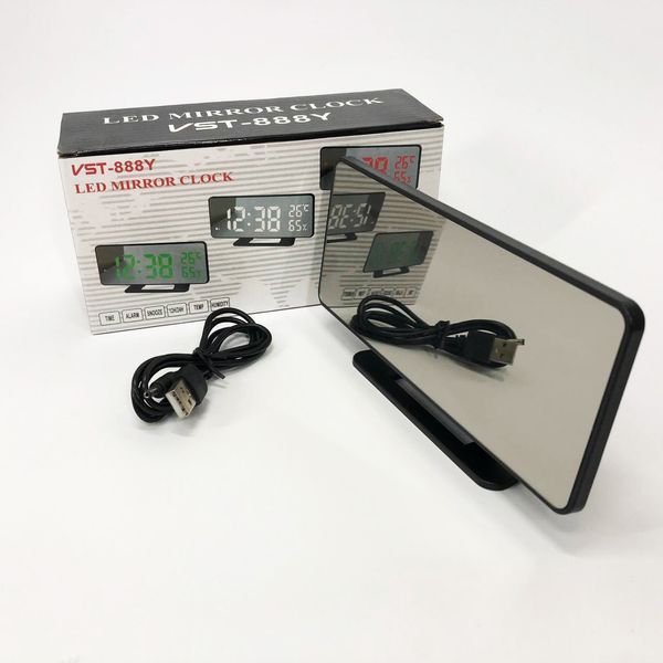 Годинник настільний дзеркальний VST-888Y-1 USB з червоним циферблатом, годинник електронний світиться 00013347 фото