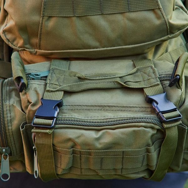 Сумка - підсумк тактична поясна Tactical військова, сумка нагрудна з ременем на плече 5 літрів кордура хакі 00018332 фото