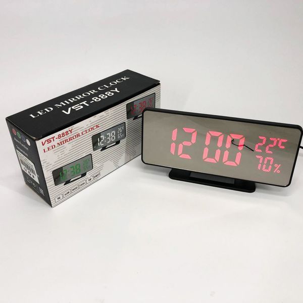 Годинник настільний дзеркальний VST-888Y-1 USB з червоним циферблатом, годинник електронний світиться 00013347 фото