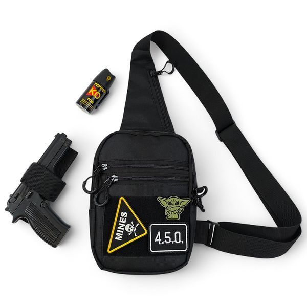 Тактическая мужская сумка с кобурой Cordura 1000D &ndash; 6 карманов, черный 00018388 фото