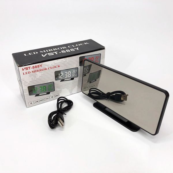 Годинник настільний дзеркальний VST-888Y-1 USB з червоним циферблатом, годинник електронний світиться 00013347 фото