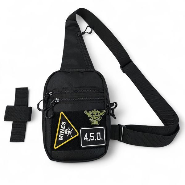 Тактическая мужская сумка с кобурой Cordura 1000D &ndash; 6 карманов, черный 00018388 фото