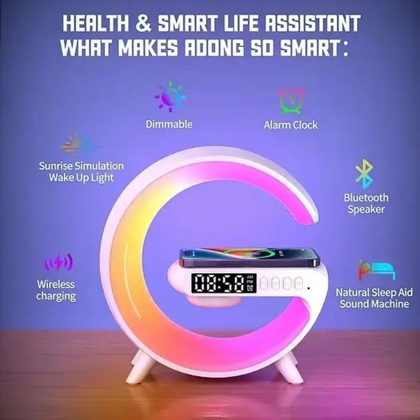 Лампа G11 Smart Light 4в1 з Bluetooth колонкою будильником та бездротовою зарядкою 00022496 фото