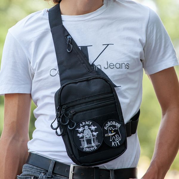 Тактическая мужская сумка с кобурой Cordura 1000D &ndash; 6 карманов, черный 00018388 фото