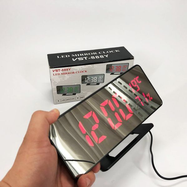 Годинник настільний дзеркальний VST-888Y-1 USB з червоним циферблатом, годинник електронний світиться 00013347 фото