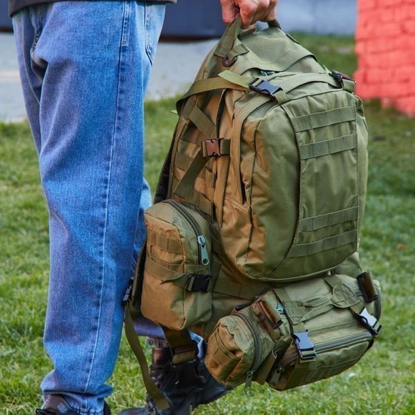 Сумка - підсумк тактична поясна Tactical військова, сумка нагрудна з ременем на плече 5 літрів кордура хакі 00018332 фото