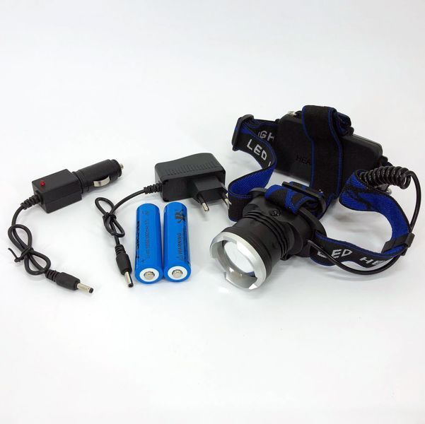 Налобный фонарь Bailong BL-T24-P50 аккумуляторный LED/Zoom 3 режима работы, фонарь на голову для рыбалки 00022894 фото
