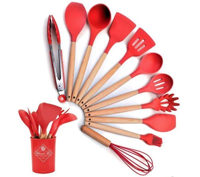 Силиконовый кухонный набор принадлежностей Kitchen Set 12 предметов (дерево+силикон) 00020533 фото