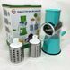 Овочерізка мультислайсер Tabletop Drum Grater Kitchen Master Терка для овочів та фруктів 3 насадки. Колір: блакитний 00020016 фото 16
