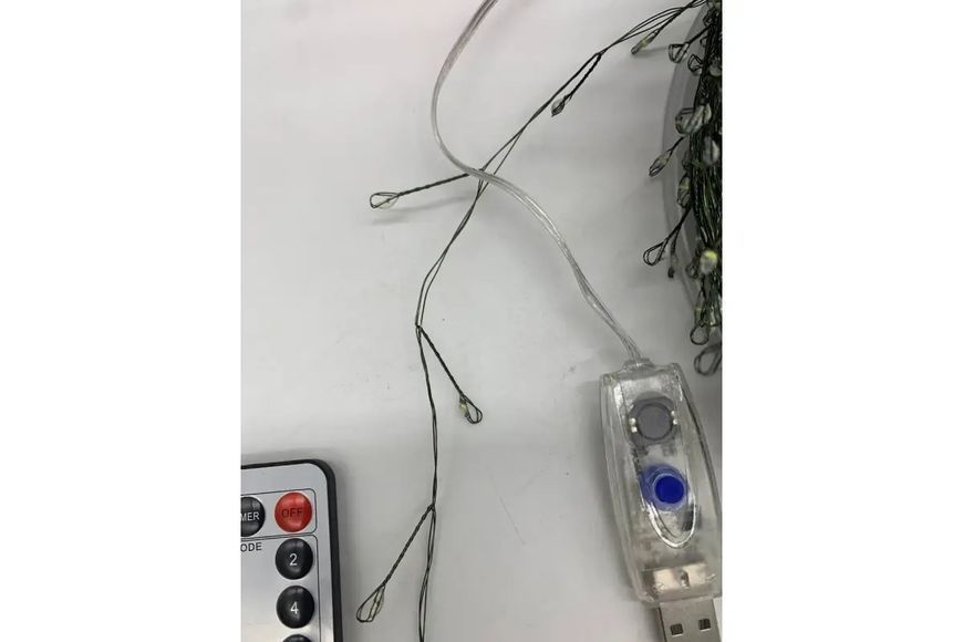 Гирлянда Роса на катушке фейерверк - мишура от USB, 50м, 1500LED + пульт Белый 00024831 фото