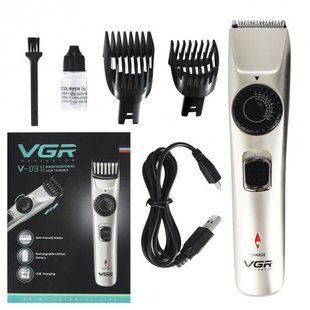 Машинка для стрижки волос беспроводная VGR V-031, триммер для бороды усов 2 насадки, окантовочная машинка 00014451 фото
