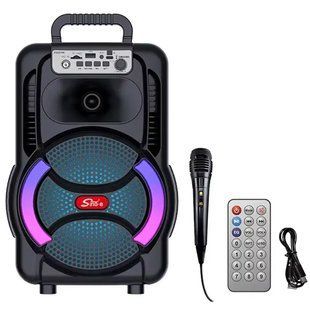 Беспроводная караоке колонка с микрофоном, пультом и RGB-подсветкой ZQS8166W 00024506 фото