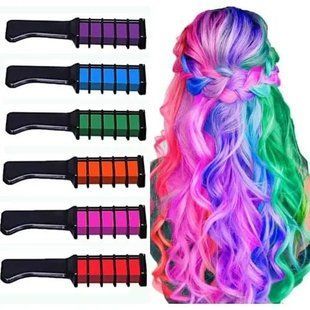 Набір крейди для волосся 10 шт Hair chalk Різнокольорові барвники гребінець для дітей та дорослих 00014596 фото