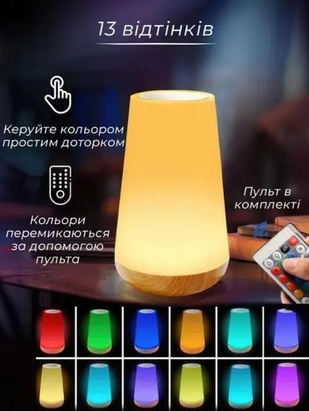 Нічник настільний світильник для дому акумуляторний Pat light HA-114 з пультом 00022497 фото