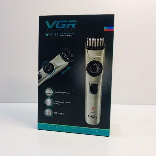 Машинка для стрижки волос беспроводная VGR V-031, триммер для бороды усов 2 насадки, окантовочная машинка 00014451 фото