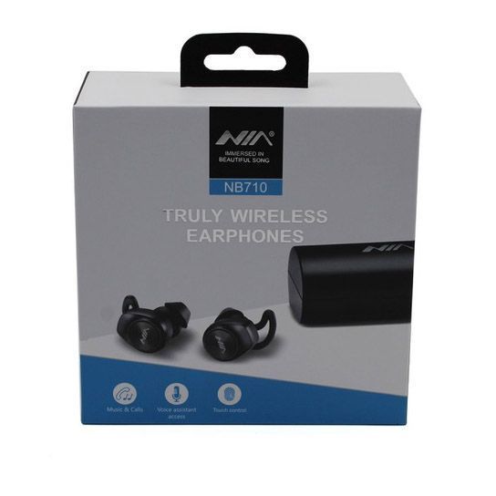 Навушники Bluetooth NIA NB710 з кейсом чорні бездротові, Навушники для тренувань сенсорні бездротові 00023812 фото