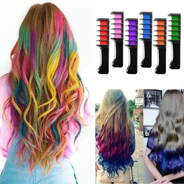 Набір крейди для волосся 10 шт Hair chalk Різнокольорові барвники гребінець для дітей та дорослих 00014596 фото