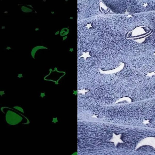 Светящийся в темноте плед плюшевое покрывало Blanket kids Magic Star 150х100 см флисовое одеяло. Цвет: синий 00012543 фото