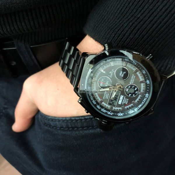 Часы наручные мужские SKMEI 1515BK BLACK, часы наручные электронные тактические. Цвет: черный 00022043 фото