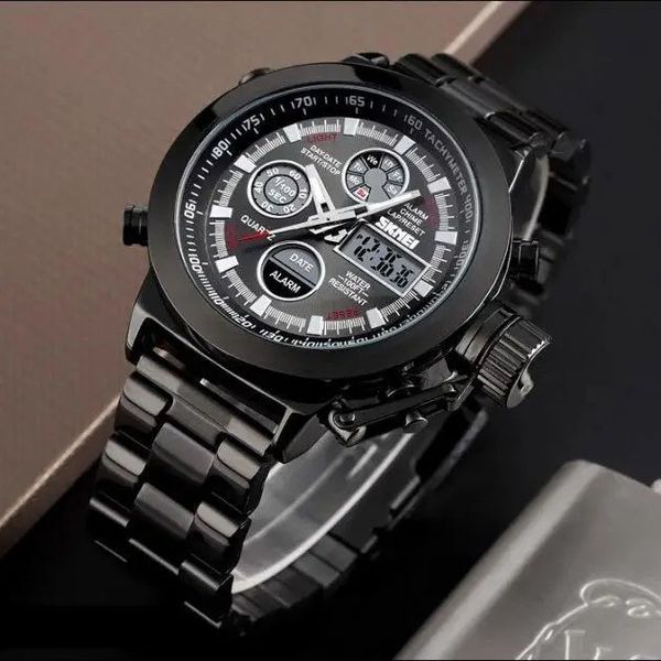 Часы наручные мужские SKMEI 1515BK BLACK, часы наручные электронные тактические. Цвет: черный 00022043 фото