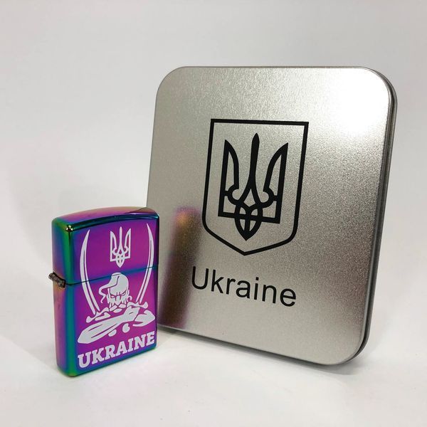 Дуговая электроимпульсная USB зажигалка Украина (металлическая коробка) HL-449. Цвет: хамелеон 00023034 фото