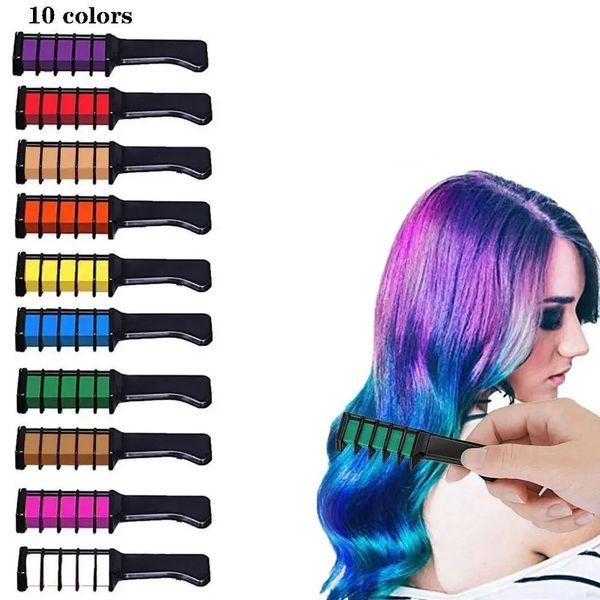 Набір крейди для волосся 10 шт Hair chalk Різнокольорові барвники гребінець для дітей та дорослих 00014596 фото