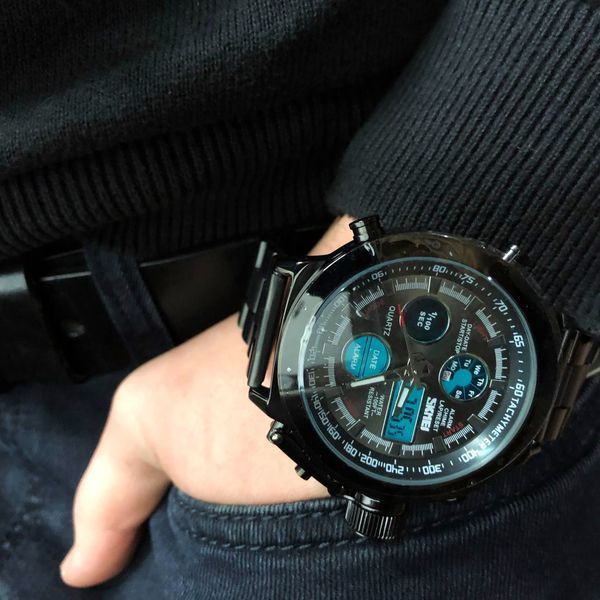Часы наручные мужские SKMEI 1515BK BLACK, часы наручные электронные тактические. Цвет: черный 00022043 фото