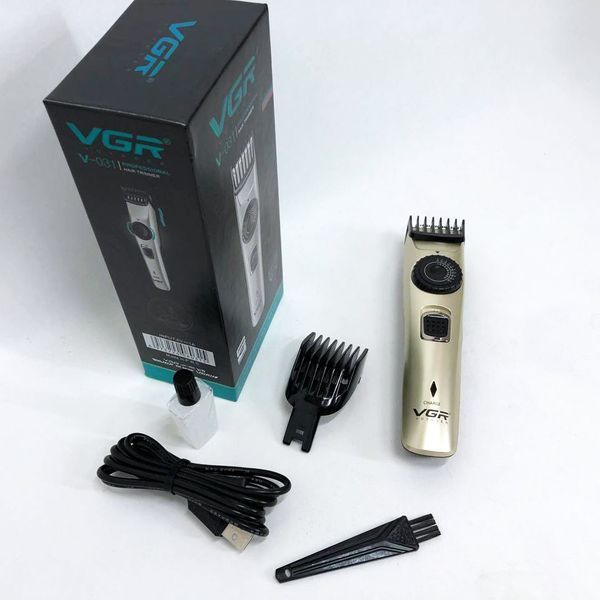 Машинка для стрижки волос беспроводная VGR V-031, триммер для бороды усов 2 насадки, окантовочная машинка 00014451 фото