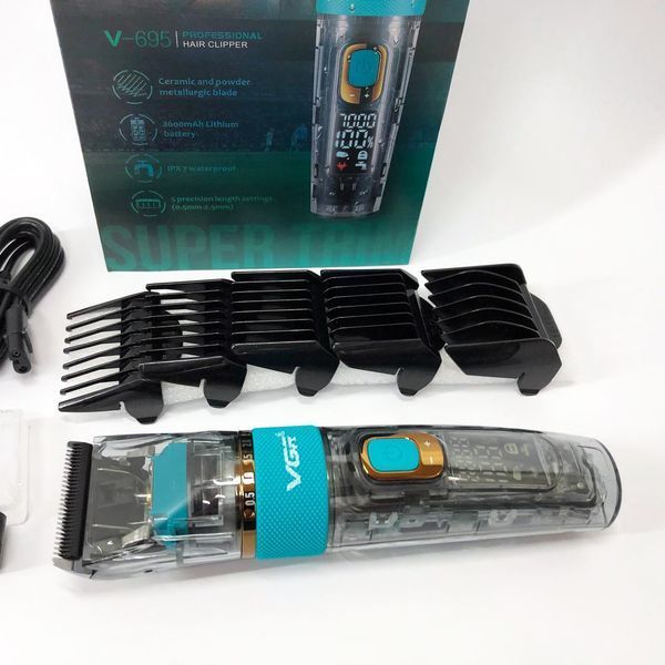 Машинка для стрижки волос и бороды VGR V-695 с LED дисплеем IPX7 влагозащита, Окантовочная машинка 00015507 фото